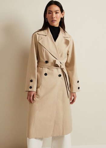 Phase Eight Sandy Button Detail Trench Coats Brown USA | 5134876-VA